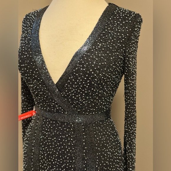 SOLD - Mac Duggal Long Sleeve Beaded Gown - Picture 6 of 9